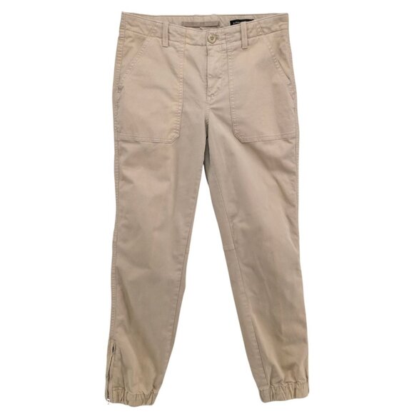 Banana Republic Slim Utility Pants Womens Khaki Flat Front Ankle Zip Size 6 - Picture 1 of 11